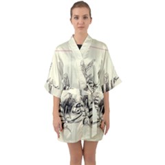 Bees Half Sleeve Satin Kimono  by Limerence