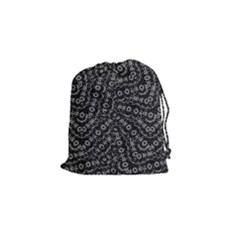Black And White Modern Intricate Ornate Pattern Drawstring Pouch (small) by dflcprintsclothing