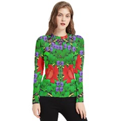 A Island Of Roses In The Calm Sea Women s Long Sleeve Rash Guard by pepitasart