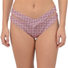 Abstrait Carreaux Rose/blanc Double Strap Halter Bikini Bottom by kcreatif