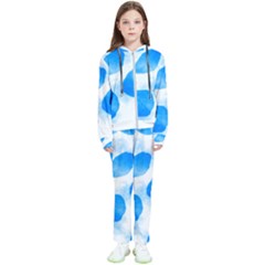 Cloudy Watercolor, Blue Cow Spots, Animal Fur Print Kids  Tracksuit by Casemiro