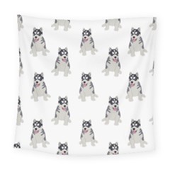Cute Husky Puppies Square Tapestry (large) by SychEva