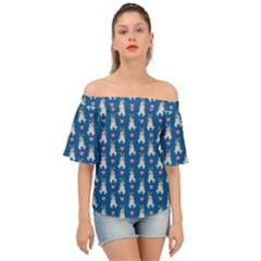 Little Husky With Hearts Off Shoulder Short Sleeve Top by SychEva