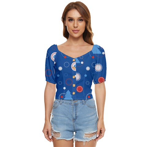 Christmas Pattern Tree Design Button Up Blouse by Sapixe