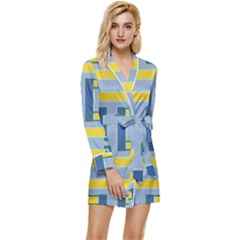 Abstract Pattern Geometric Backgrounds   Long Sleeve Satin Robe by Eskimos