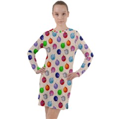 Christmas Balls Long Sleeve Hoodie Dress by SychEva