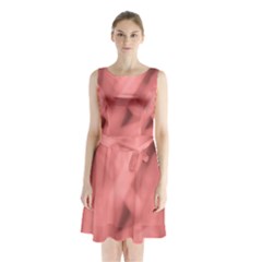 Red Flames Abstract No2 Sleeveless Waist Tie Chiffon Dress by DimitriosArt