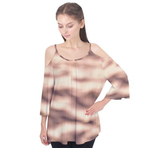 Pink  Waves Abstract Series No6 Flutter Sleeve Tee  by DimitriosArt