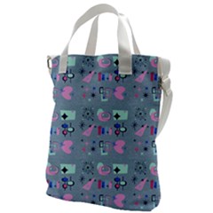 50s Diner Print Blue Canvas Messenger Bag by NerdySparkleGoth
