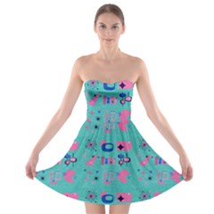 50s Diner Print Mint Green Strapless Bra Top Dress by NerdySparkleGoth
