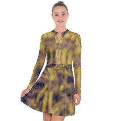 Yellow Abstract Stars Long Sleeve Panel Dress by DimitriosArt