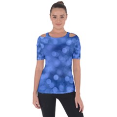 Light Reflections Abstract No5 Blue Shoulder Cut Out Short Sleeve Top by DimitriosArt