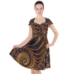 Shell Fractal In Brown Cap Sleeve Midi Dress by SomethingForEveryone