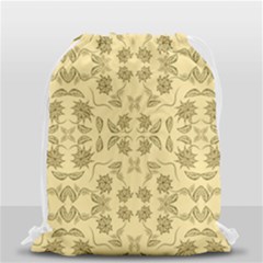 Floral Folk Damask Pattern Fantasy Flowers Floral Geometric Fantasy Drawstring Bag (small) by Eskimos