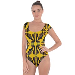 Abstract Pattern Geometric Backgrounds  Abstract Geometric Design    Short Sleeve Leotard  by Eskimos