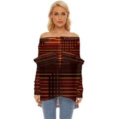Gradient (97) Off Shoulder Chiffon Pocket Shirt by Sparkle