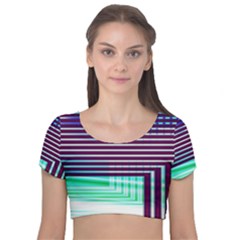 Gradient Velvet Short Sleeve Crop Top  by Sparkle