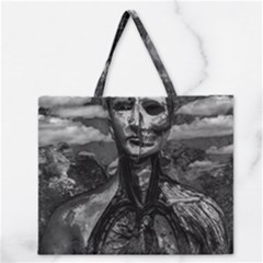 Bw Creepy Fantasy Scene Artwork Zipper Large Tote Bag by dflcprintsclothing