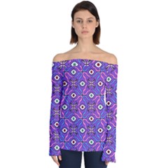 Abstract Illustration With Eyes Off Shoulder Long Sleeve Top by SychEva