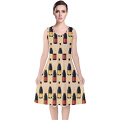 Champagne For The Holiday V-neck Midi Sleeveless Dress  by SychEva