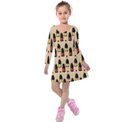 Champagne For The Holiday Kids  Long Sleeve Velvet Dress by SychEva