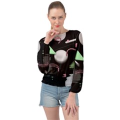 Digitalart Banded Bottom Chiffon Top