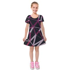 3d Lovely Geo Lines Iii Kids  Short Sleeve Velvet Dress by Uniqued