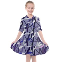 3d Lovely Geo Lines Ix Kids  All Frills Chiffon Dress by Uniqued