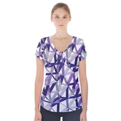 3d Lovely Geo Lines X Short Sleeve Front Detail Top by Uniqued