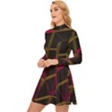 3D Lovely GEO Lines XI Long Sleeve Velour Longline Dress View2