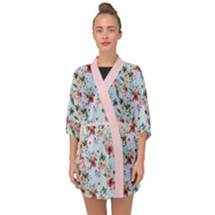 Boho Flower Light Blue Half Sleeve Chiffon Kimono by flowerland