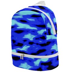 Blue Waves Abstract Series No11 Zip Bottom Backpack by DimitriosArt