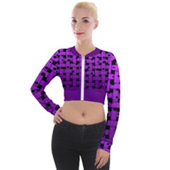 Weaved Bubbles At Strings, Purple, Violet Color Long Sleeve Cropped Velvet Jacket by Casemiro
