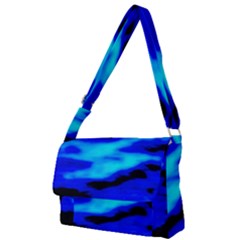 Blue Waves Abstract Series No13 Full Print Messenger Bag (l) by DimitriosArt