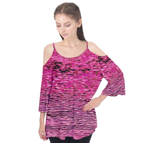 Pink  Waves Flow Series 1 Flutter Sleeve Tee  by DimitriosArt