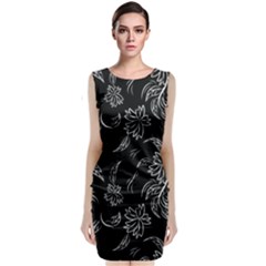 Folk Flowers Print Floral Pattern Ethnic Art Sleeveless Velvet Midi Dress by Eskimos