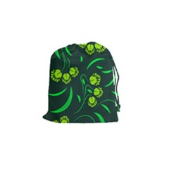 Folk Flowers Print Floral Pattern Ethnic Art Drawstring Pouch (small) by Eskimos