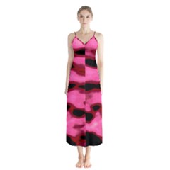 Pink  Waves Flow Series 9 Button Up Chiffon Maxi Dress by DimitriosArt