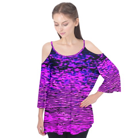 Magenta Waves Flow Series 1 Flutter Sleeve Tee  by DimitriosArt