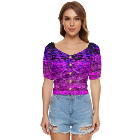 Magenta Waves Flow Series 1 Button Up Blouse by DimitriosArt