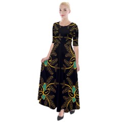 Floral Folk Damask Pattern  Half Sleeves Maxi Dress by Eskimos