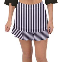 Minimalistic Black And White Stripes, Vertical Lines Pattern Fishtail Mini Chiffon Skirt by Casemiro