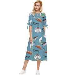 Fashionable Office Supplies Bow Sleeve Chiffon Midi Dress by SychEva