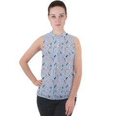 Office Mock Neck Chiffon Sleeveless Top by SychEva