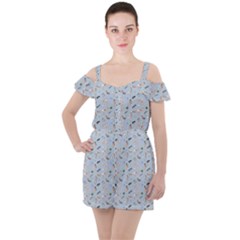 Office Ruffle Cut Out Chiffon Playsuit by SychEva