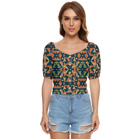 Abstract Pattern Geometric Backgrounds   Button Up Blouse by Eskimos