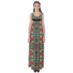 Floral Folk Damask Pattern Fantasy Flowers Floral Geometric Fantasy Empire Waist Maxi Dress by Eskimos