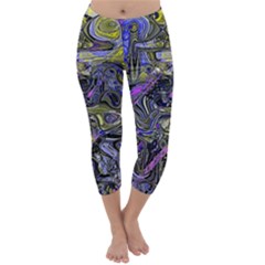 Deconstructed Green Capri Winter Leggings  by MRNStudios