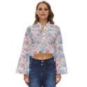 Notepads Pens And Pencils Boho Long Bell Sleeve Top View1