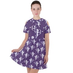 Cupid Pattern Short Sleeve Shoulder Cut Out Dress  by Valentinaart